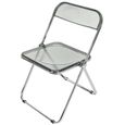 1 Chaise de salle à manger pliable - confortables, exquis, durable- transparent gris acrylique et acier-0
