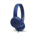 JBL Tune 500 Bleu Casque Filaire - Câble plat anti-nœuds-0
