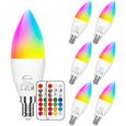 Ampoule LED E14 5W RGBW avec Télécommande Sans Fil,Changement de Couleur Dimmable .5PCS RGB et blanc froid 5700K-0