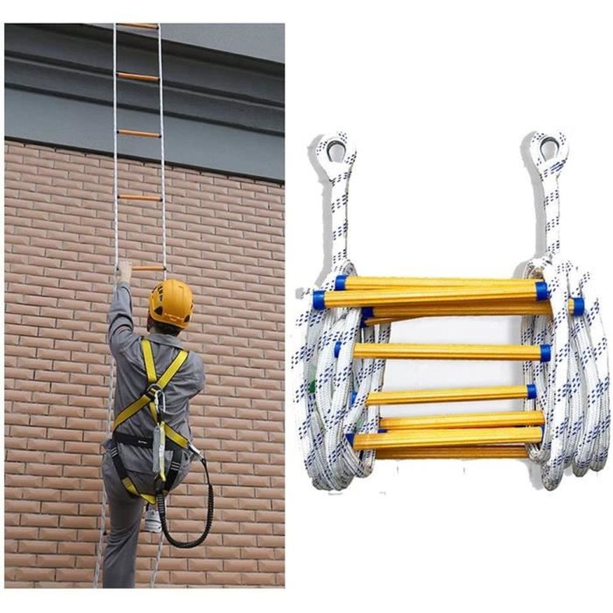 Échelle De Secours En Corde Ignifuge 3M – Résiste Jusqu’à 200 Kg, Parfaite Pour Fenêtre Ou Balcon En Cas D’urgence