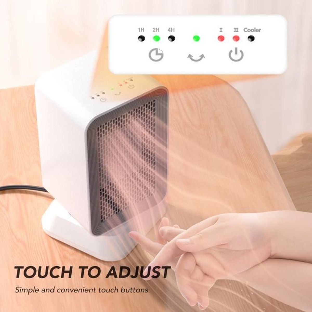 Radiateur Ventilateur 2 En 1 Portable - 2 Niveaux Chaleur, Oscillation 90° - Pour Bureau, Chambre, Salle De Bain