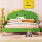 SWEIKO Lit jeune 140x200 cm Lit d'enfant Cartoon Dinosaur Form Lit plat PU Material Vert
