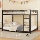 TRUXEN8 Lit Superposé Métal Enfant 140x200cm - Cadre Acier Renforcé, Noir, EN747 Certifié, 120kg Charge Max - Livraison 2 Colis
