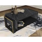 VENTE-UNIQUE Table basse avec 1 niche - Effet marbre noir et doré - COMEBI