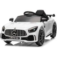 Voiture électrique 12V-4,5 Ah, 3 vitesses, avec télécommande 2.4 G, pour enfants de 3 à 5 Ans, Mercedes-AMG GT R Blanc