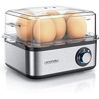 arendo - Cuiseur à œufs en Acier Inoxydable Eightcook 500 W - Egg Cooker 1 à 8 œufs - Bouton pour Trois degrés de dureté, à la