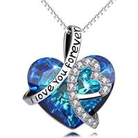 Collier Femmes - Argent sterling S925 Forme de coeur Le cristal Collier Cadeau Saint Valentin Cadeau glamour