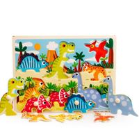 Puzzle Dinosaures en Bois - Montessori - Jouet éducatif pour enfants de 2 à 4 ans
