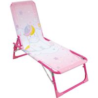 Chaise longue transat Licorne pliable pour enfant - FUN HOUSE - Rose - Extérieur