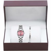 Coffret cadeau montre femme , montre à quartz élégante + bracelet de luxe - bracelet en acier inoxydable - cadran rose