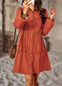 ROBE DE PLAGE Robe Femme gracieux la grace manches longues Polyvalent Style court confortable Simple couleur unie Orange