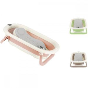 Baignoire Bébé Pliable Portable - Antidérapante, Avec Trous Drainage - Pour Nouveau-nés Et Enfants Jusqu'à 2 Ans - Rose