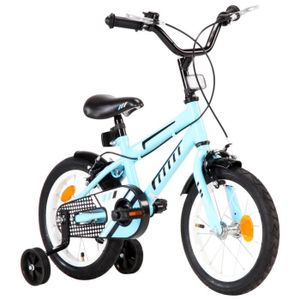VÉLO ENFANT Vélo pour enfants 14 pouces Noir et bleu-AKO7731039088945