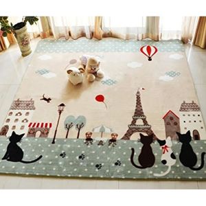 TAPIS Tapis pour enfant - Motifs Chat - 130x185 cm - Beige - Synthétique - Style Enfant