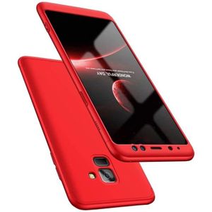 COQUE - BUMPER Coque Samsung Galaxy A8 Plus 2018 Rouge 360 degrés Très Mince Tout Inclus Protection 3 dans 1 boîtier PC Case Cover-Rouge