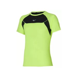 T-SHIRT MAILLOT DE SPORT T-shirt de Running - MIZUNO - Dryaeroflow Tee - Homme - Vert - Manches courtes - Respirant