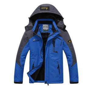 VESTE Veste Homme,Veste de Ski Homme Hiver éPais Chaud, Coupe-Vent ImperméAble ExtéRieur Randonnée Vestes avec Capuche Amovible-Bleu