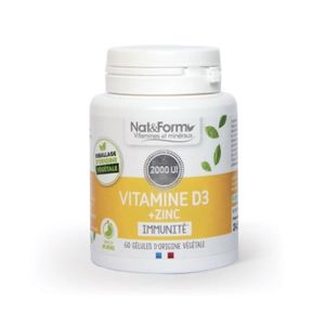 TONUS - VITALITÉ Vitamine D3+zinc 60 gelules Nat et Form