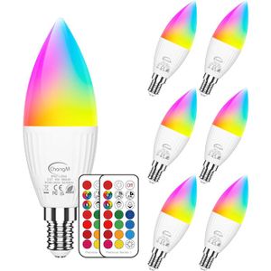 AMPOULE INTELLIGENTE Ampoule LED E14 5W RGBW avec Télécommande Sans Fil,Changement de Couleur Dimmable .5PCS RGB et blanc froid 5700K