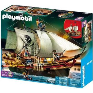 PLAYMOBIL - Les Pirates - Chaloupe des pirates avec moteur submersible -  202 pièces - 701.9 g