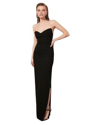 Robe TRENDYOL Manches Longues, Femme Taille 44, Rouge Foncé-crème, Style Trapèze