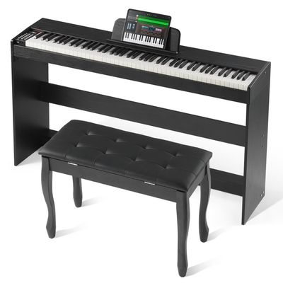 Piano Numérique 88 Touches Lestées VEVOR - 280 Sons, Double Haut-parleurs, Bluetooth - Pour Débutants, Couleur Bois - 9