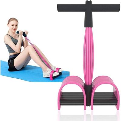Bande de résistance, bandes d'exercice avec pédales et poignées, corde élastique à tirer pour l'entraînement de la taille, des bras et des jambes, équipement multifonctionnel à corde pour le fitness à