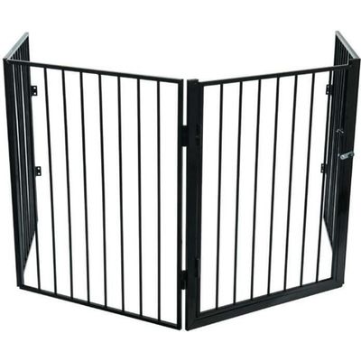 Barrière De Sécurité Enfant Et Animal - 4 Éléments 240x75cm - Noir - Pour Cheminée, Escalier, Pièce - Montage Mur