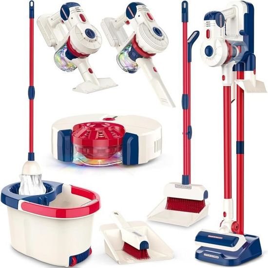 Kit De Nettoyage En Bois Pour Enfants - Jouet éducatif Avec Balai, Pelle, Plumeau Et Rangement Suspendu