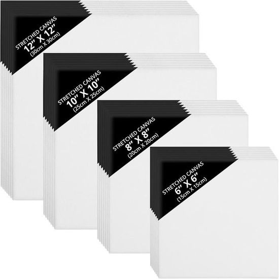 Lot De 6 Toiles à Peindre Pré-étirées - Formats 30x20 Cm, 20x15 Cm, 15x10 Cm En Coton Sans Acide