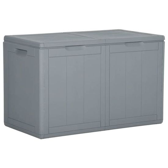 Coffre boîte meuble de jardin rangement 180 litres gris PP rotin