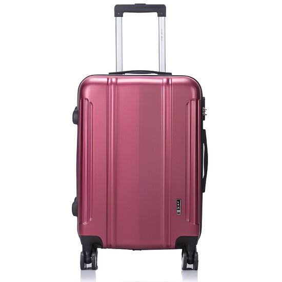 LYS Valise Cabine ultra légère rigide avec côte Bordeaux 55x35x20 cm 4 Roues doublées