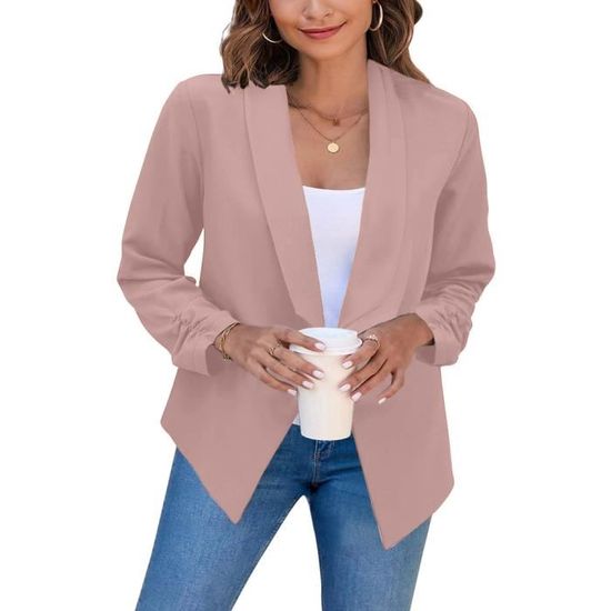 Blazer Femme Allegra K à Rayures - Revers Cranté, 1 Bouton, Manches Longues, Pour Bureau Et Travail - 11
