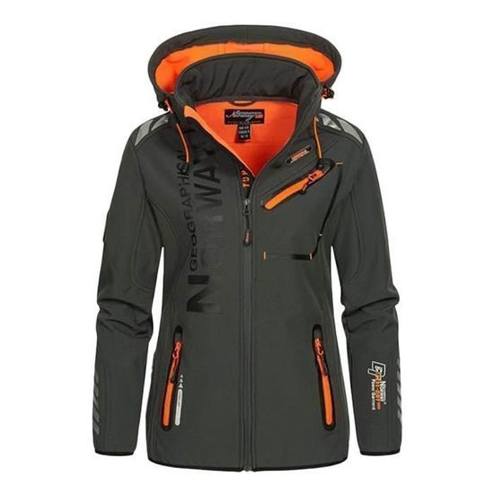 Geographical Norway Veste Softshell Femme à Capuche – Respirante, Chaleureuse & Imperméable Léger, Idéale Randonnée Ski Outdoor