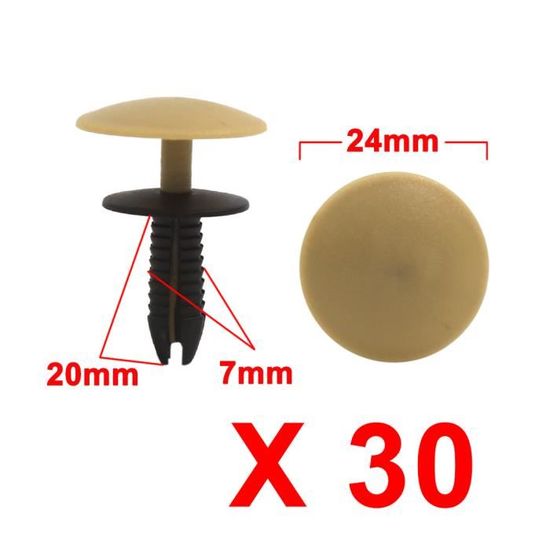 Lot De 30 Rivets Plastique Noir 6mm – Agrafes De Fixation Pare-chocs, Voiture, Aile, Habillage Intérieur – Clips Auto Universels Solides