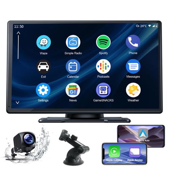 Roinvou 4+64G Android Autoradio Pour Peugeot 207 2006-2015 Sans Fil CarPlay Android Auto MirrorLink, 9 Pouces Écran Tactile Radio Avec Bluetooth WiFi GPS 32EQ FM/RDS SWC Camera De Recul