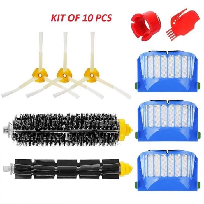 Kit brosse pour iRobot Roomba série 600 – Kit de 10 pièces accessoires pour aspirateur robot.