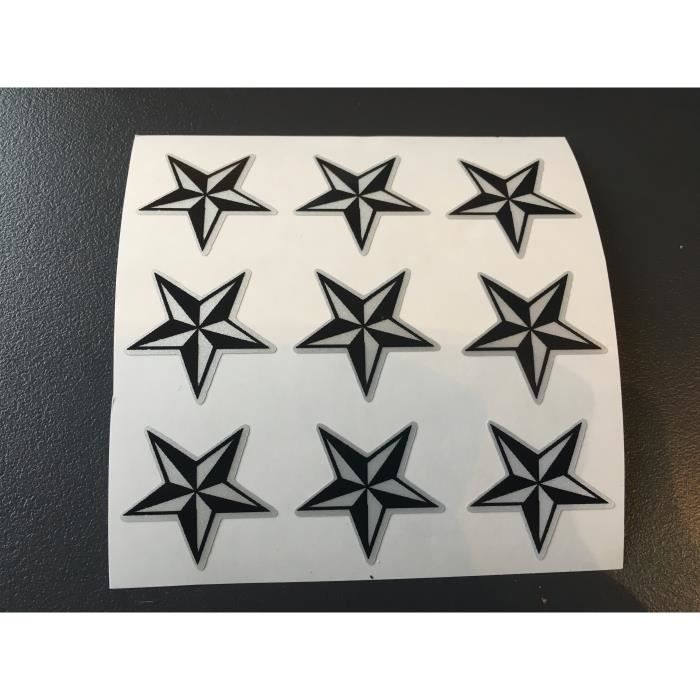 STICKER AUTOCOLLANT RETRO REFLECHISSANT ETOILES NOIR CASQUE MOTO SCOOTER VELO