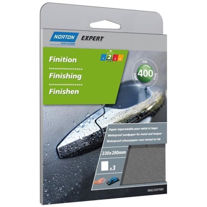 Papier abrasif imperméable grain 400 lot de 3
