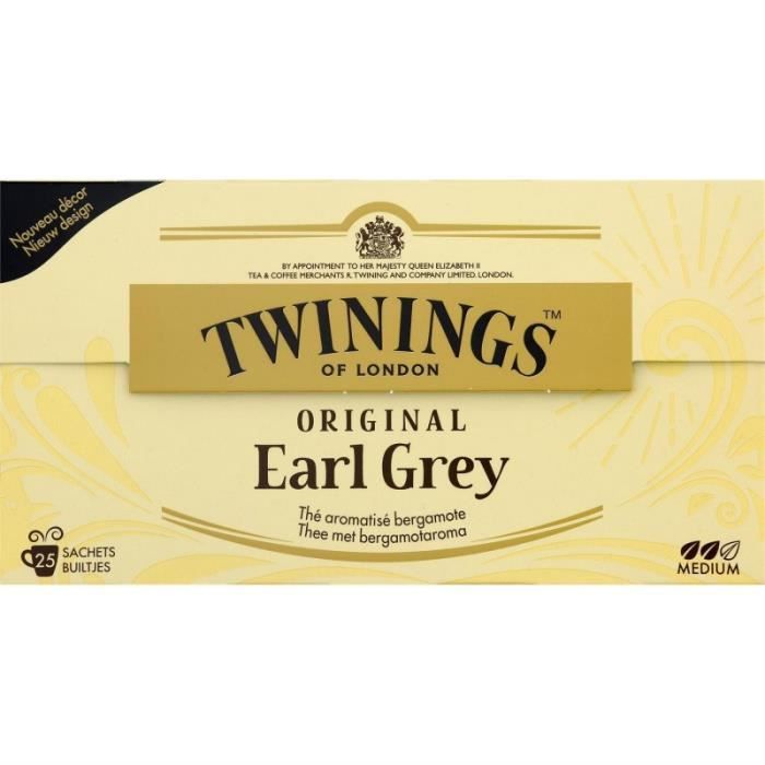 TWININGS - Original Earl Grey 25 Sachets 50G - Lot De 4
