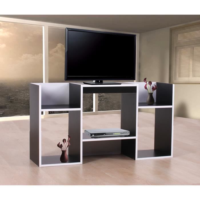 Meuble TV / étagère,6 niches,109x30x59cm, noir.