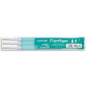 UNIBALL LOT de 12 Pochettes de 3 recharges pour roller Fanthom vert UFR122-07V