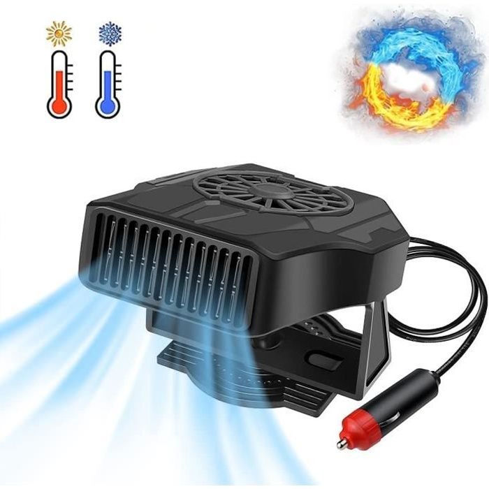 Voiture Allume Cigare Ventilateur de Dégivrage,Chauffage de voiture antibuée, 2 en 1Fonction de Chauffage de climatisation