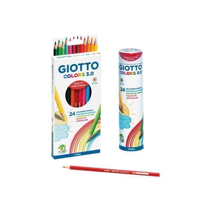 GIOTTO Colors 3.0 Crayon de couleur couleurs assorties 3 mm pack de 24