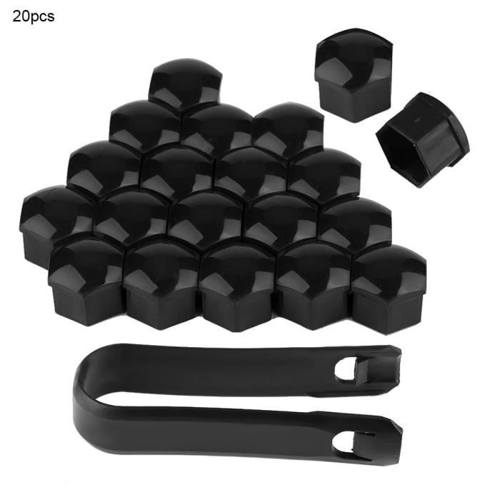 20pcs 19mm Couvercle Écrous Roue de Voiture Boulon Cache-Poussière Vis de Moyeu (Noir) -GAR