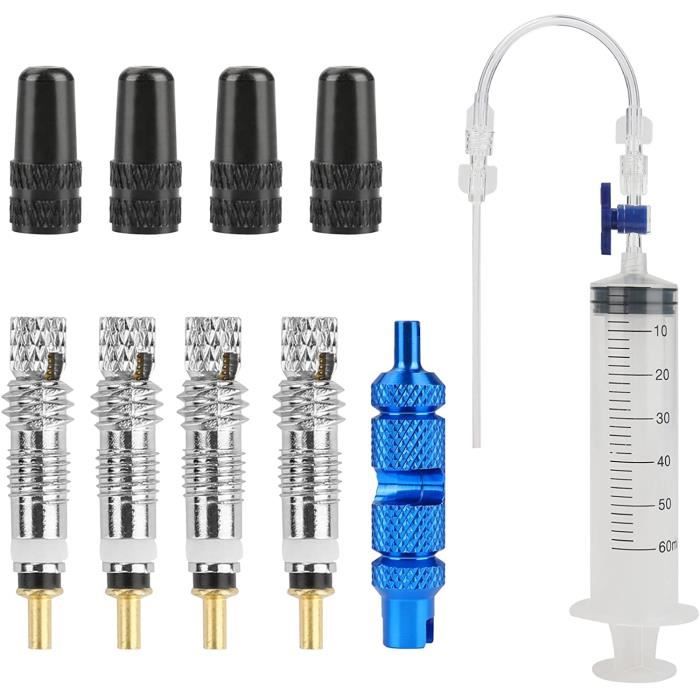 Seringue de Mastic de vélo Tubeless et Outil de Retrait de Valve Presta - Compatible avec Le kit de Montage Tubeless de Stans