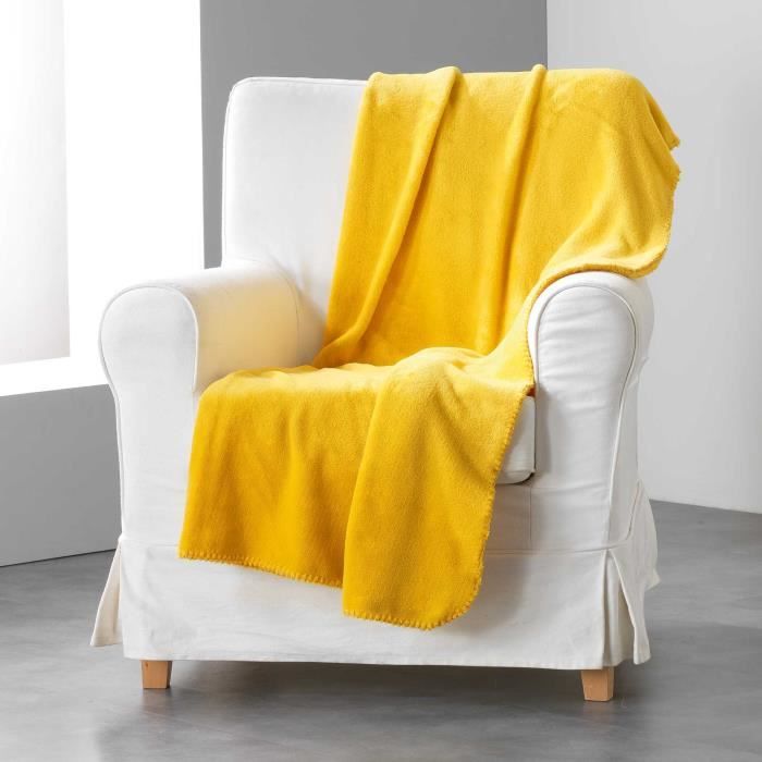 CDaffaires Jete de fauteuil 125 x 150 cm coral uni louna Moutarde