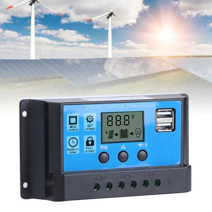 Contrôleur de Charge solaire 60A avec double port USB 5V Auto PWM LCD affichage panneau solaire régulateur de batterie