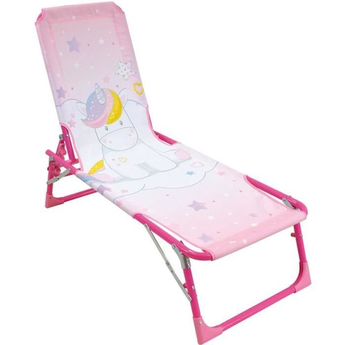 FUN HOUSE Licorne Chaise longue transat - Pliable - 112 x 40 x 40 cm - Pour enfant