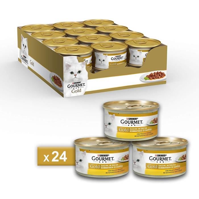 Gourmet 12130941 - COMMUTATEUR KVM - Gold Aliment pour Le Chat Dadini en Sauce avec Poulet et Foie, 85 g ? Lot de 24 pièces